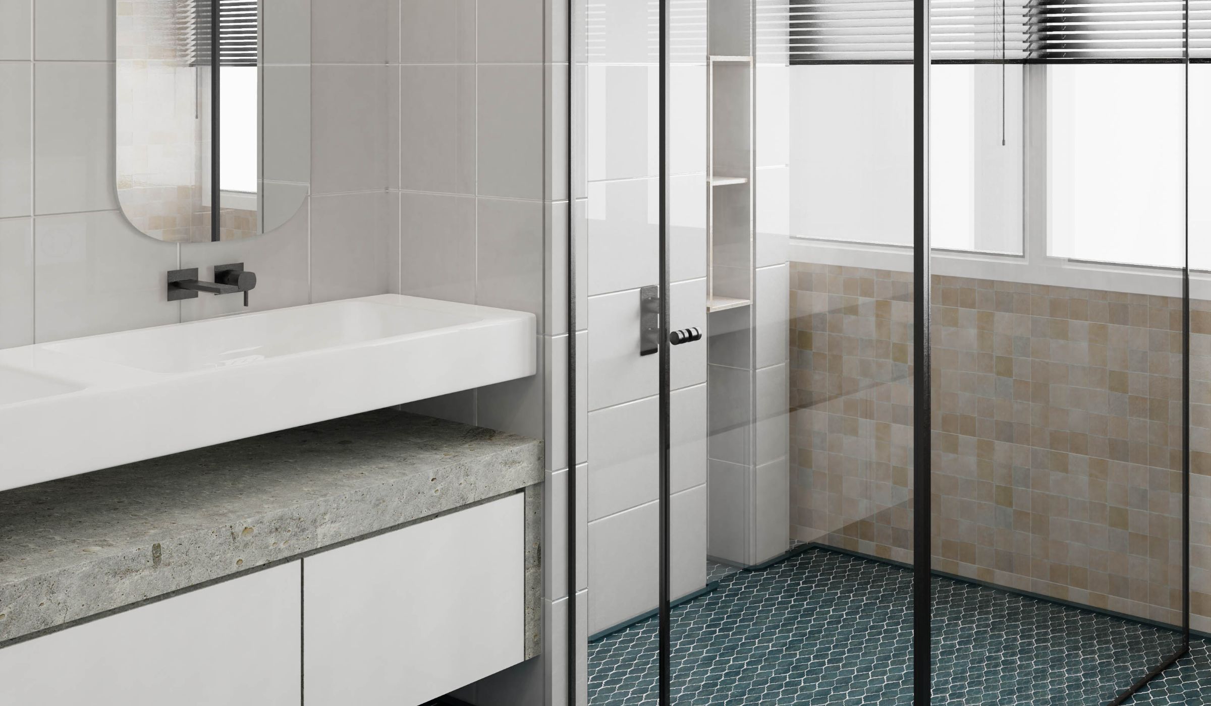 Bathroom with tiled shower