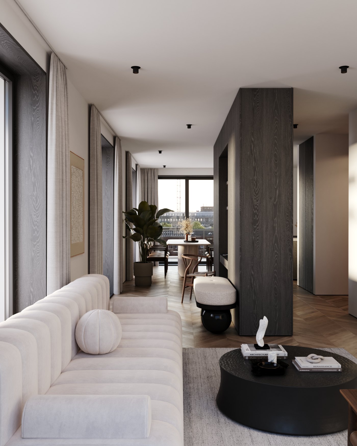 A specified living and dining interior